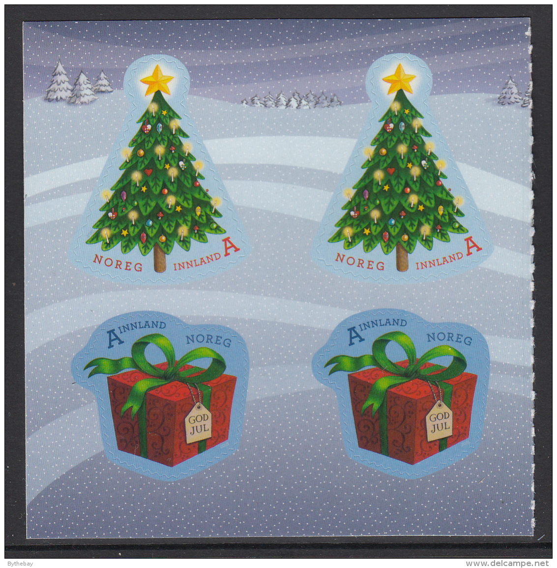 Norway 2015 Pane Of 4 2 Each A Innland Tree, Present - Christmas - Ongebruikt