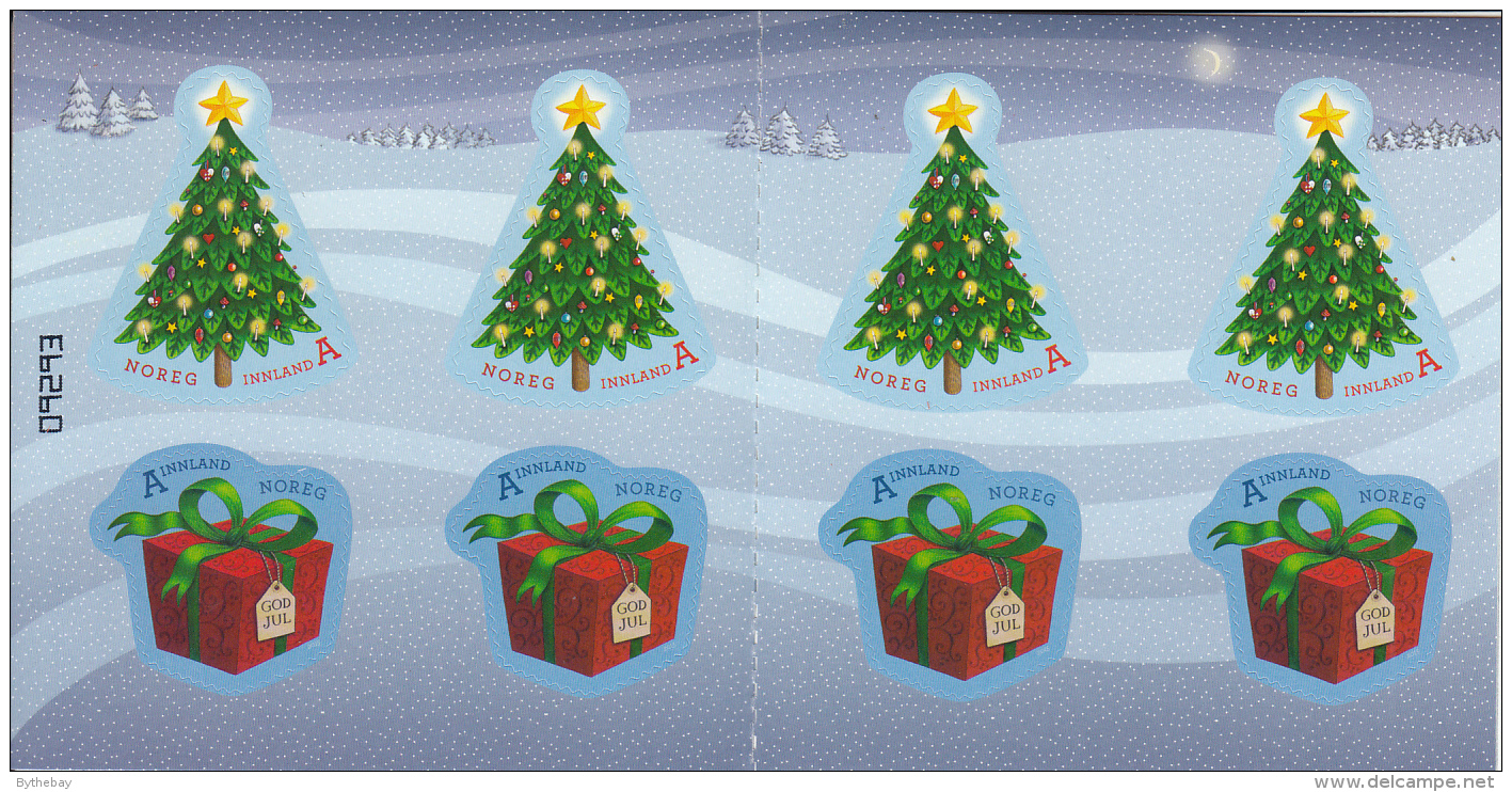 Norway 2015 Booklet 2 Panes Of 4 2 Each A Innland Tree, Present - Christmas - Ongebruikt