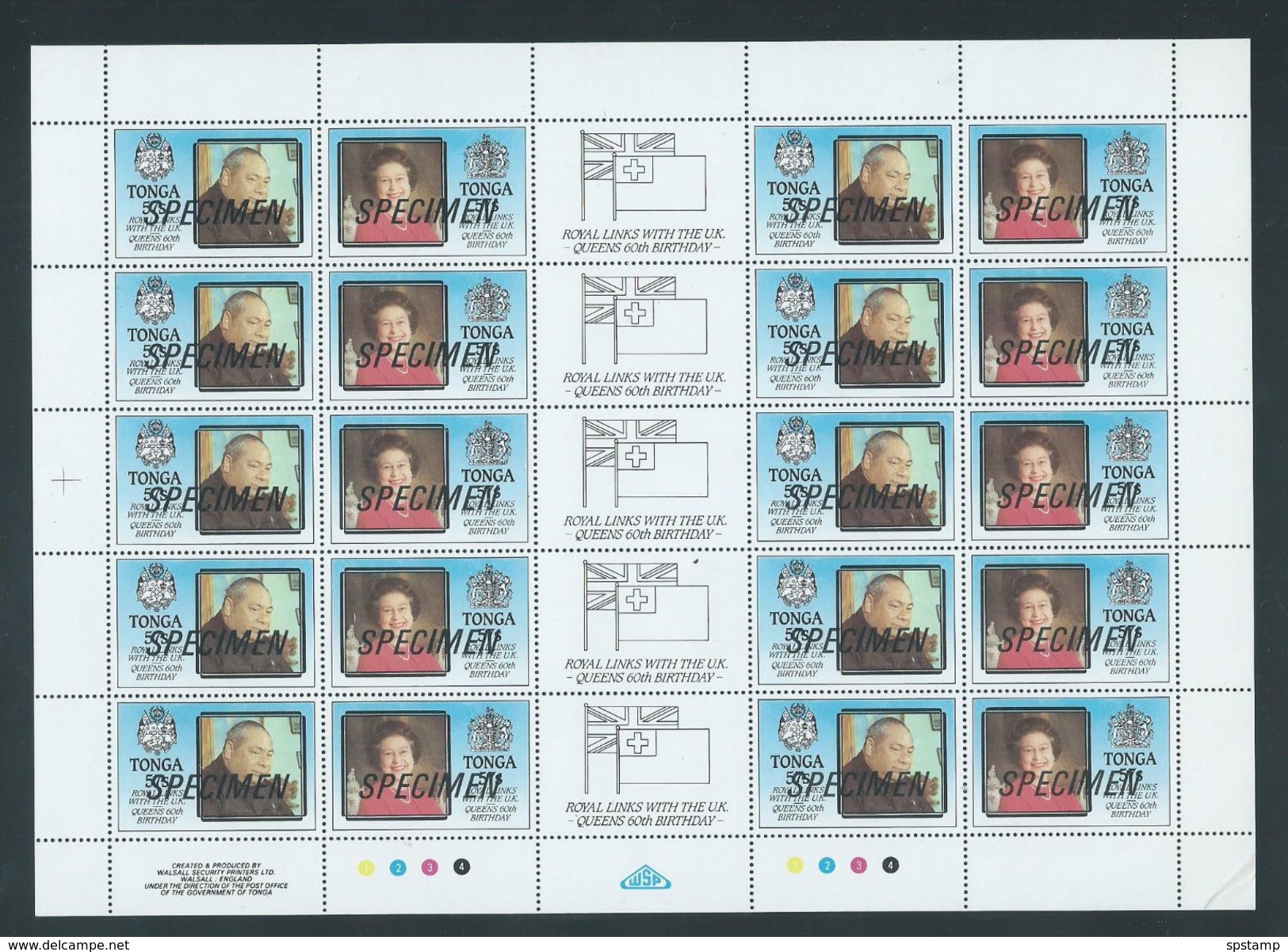 Tonga 1986 UK Links QEII Birthday Set Of 2 Sheets With Gutters And Margins MNH Specimen O/P - Tonga (1970-...)