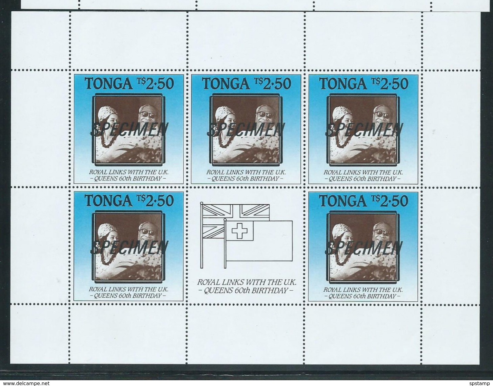 Tonga 1986 UK Links QEII Birthday Set Of 2 Sheets With Gutters And Margins MNH Specimen O/P - Tonga (1970-...)