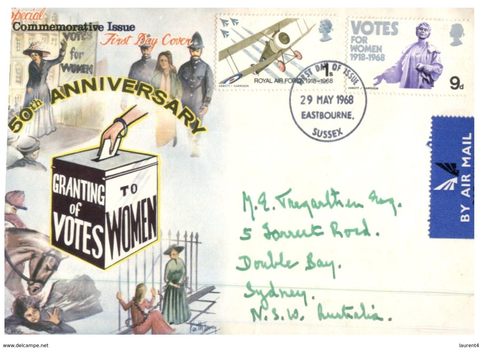 (170) Cover Posted From UK To Australia - 1968 - Vote To Women 50th Anniversary - 1952-1971 Pre-Decimal Issues