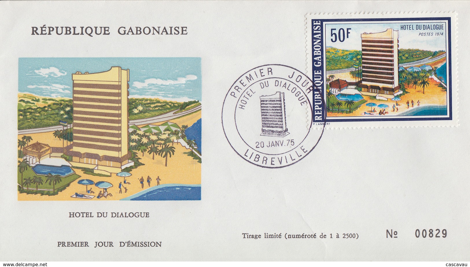 Enveloppe  FDC  1er  Jour   GABON    Hôtel   Du   Dialogue    1975 - Gabon (1960-...)