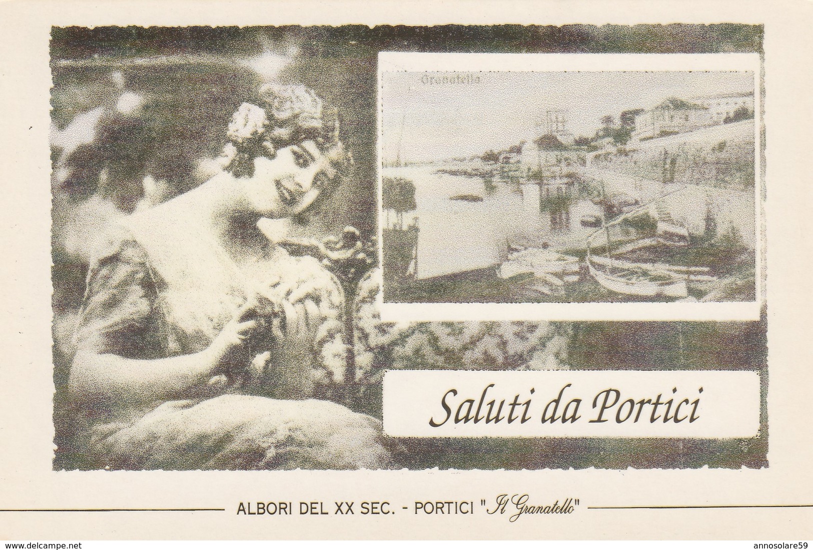 CARTOLINA: ALBORI DEL XX SEC. - PORTICI - SALUTI DA PORTICI - F/G - B/N - NON VIAGGIATA - Portici