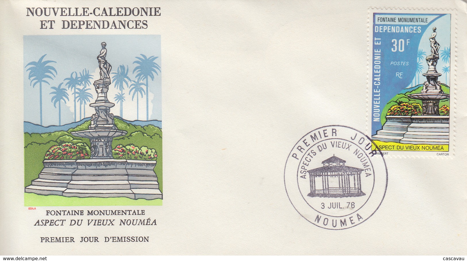 Enveloppe FDC  1er Jour   NOUVELLE CALEDONIE    Aspect  Du   Vieux   NOUMEA   1976 - FDC