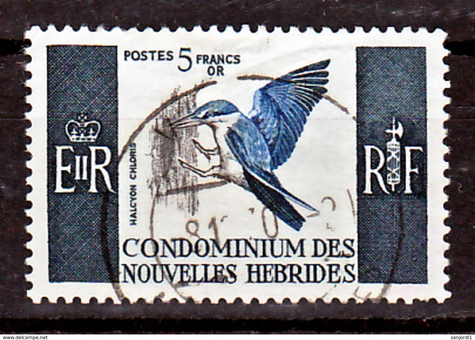 Nouvelles Hébrides 255 Oiseau Alcyon Chloris Oblitéré Used Cote 33 - Oblitérés