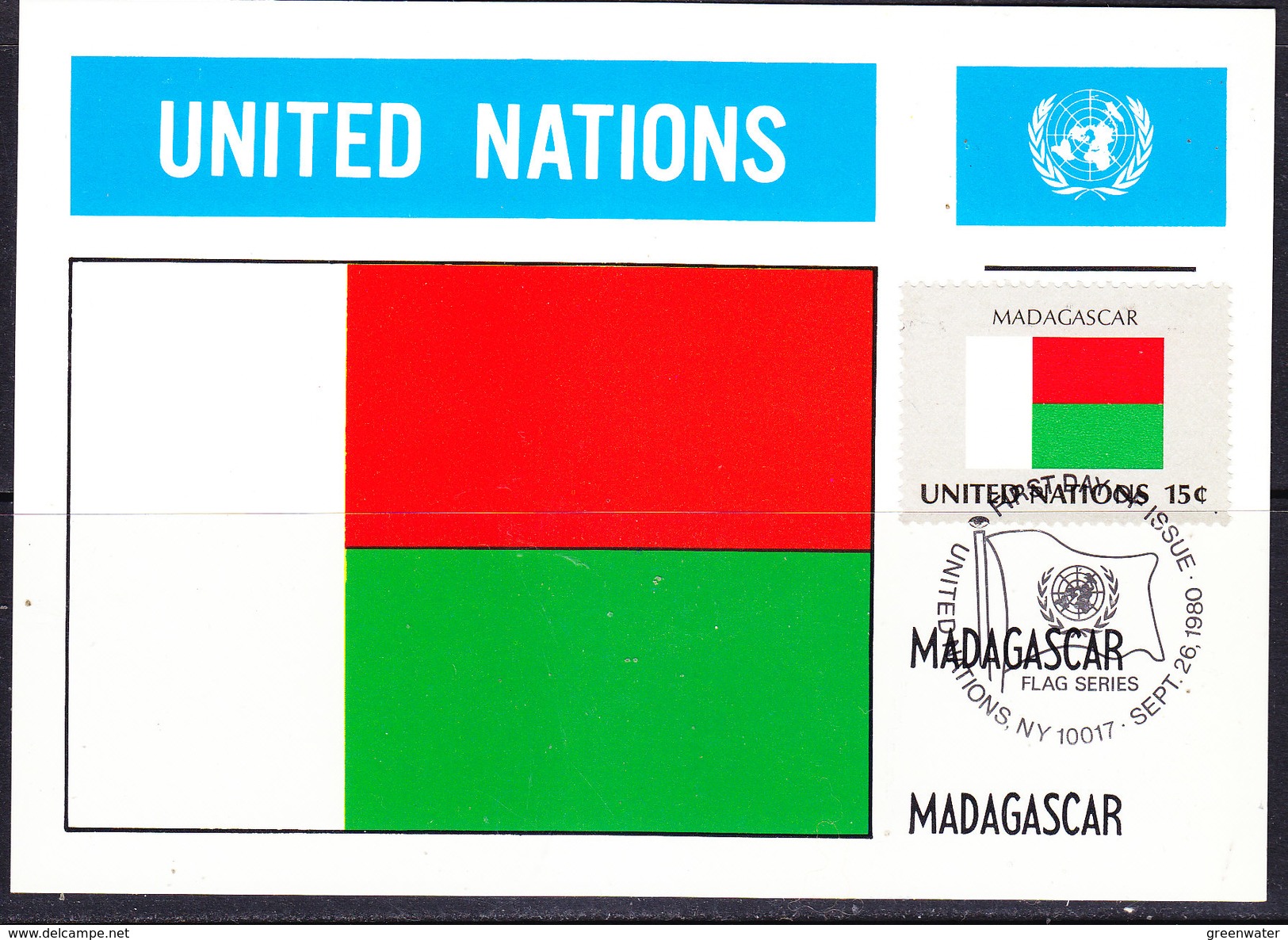 UNO NY 1980 Flag Madagascar Maxicard (36505E) - Cartes-maximum