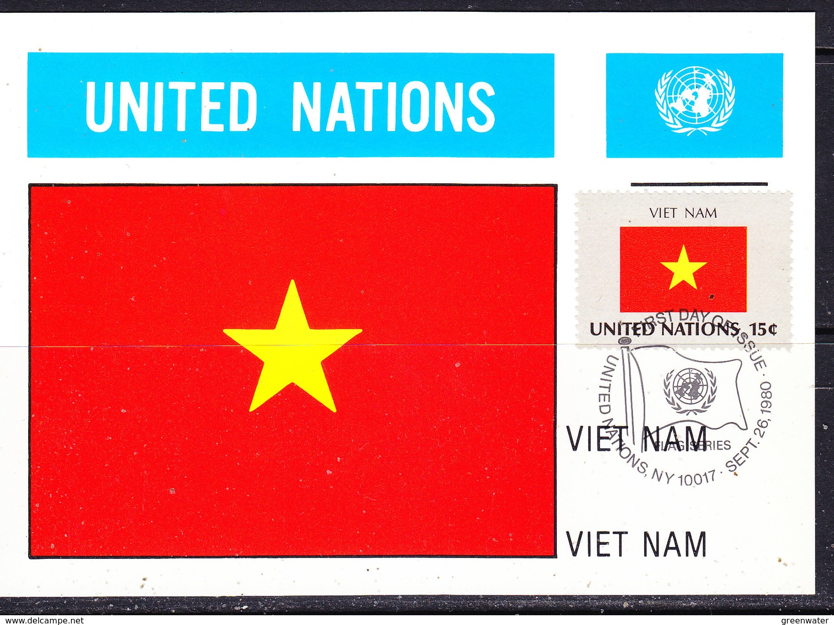 UNO NY 1980 Flag Vietnam Maxicard (36505I) - Tarjetas – Máxima