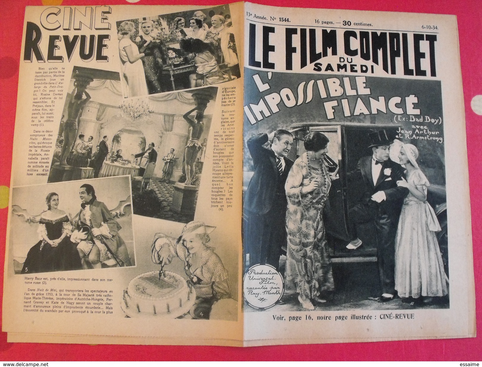 9 Revues "le Film Complet" 1934. Joan Crawford Paulette Dubost Marlène Dietrich Jean Arthur Brigitte Helm Simone Simon - Cinéma/Télévision