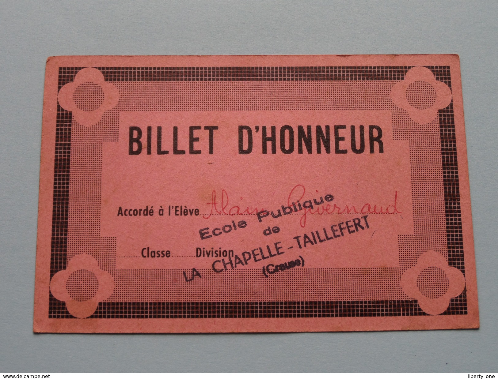 BILLET D'HONNEUR ( 5 Pcs.) Ecole Publique De LA CHAPELLE - TAILLEFERT Anno 1970' ( Voir Photo Svp / Zie Foto Details ) ! - Diplomas Y Calificaciones Escolares
