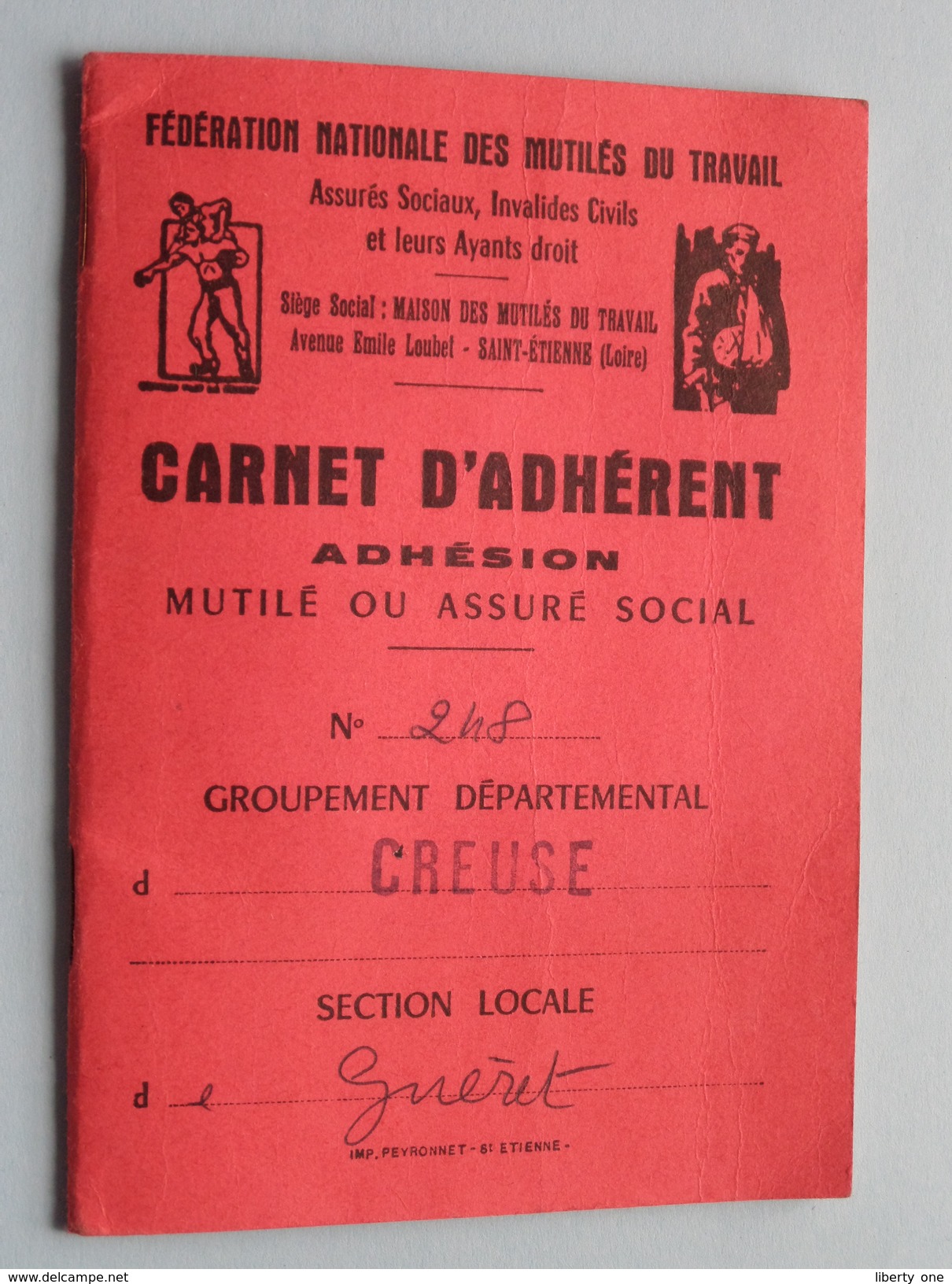 Carnet D'ADHERENT Adhésion Mutilé Ou Assuré Social - Dép. CREUSE: Anno 1975/76/77/78/79 ( Voir Photo Detail Svp ) ! - 1950 - ...