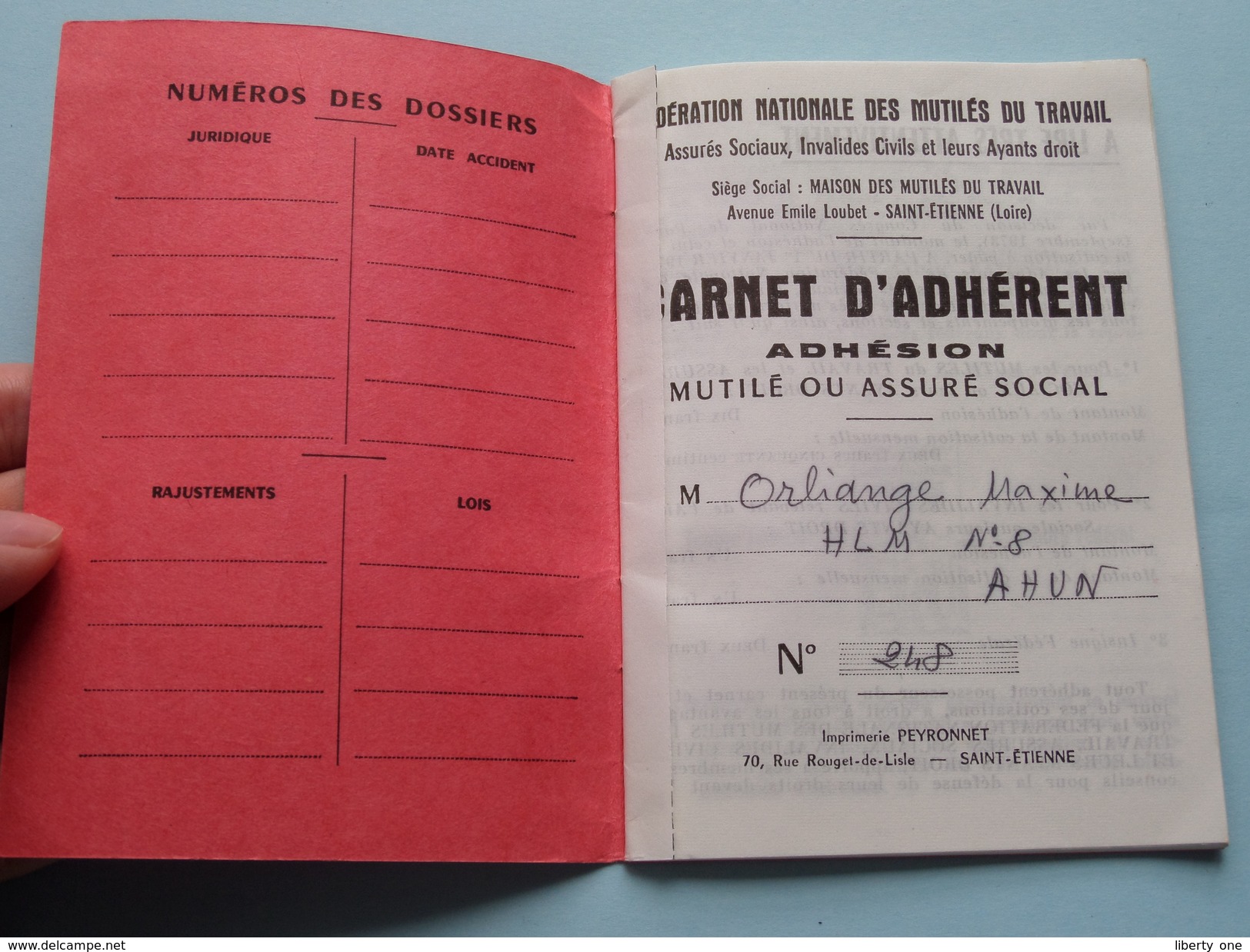 Carnet D'ADHERENT Adhésion Mutilé Ou Assuré Social - Dép. CREUSE: Anno 1975/76/77/78/79 ( Voir Photo Detail Svp ) ! - 1950 - ...