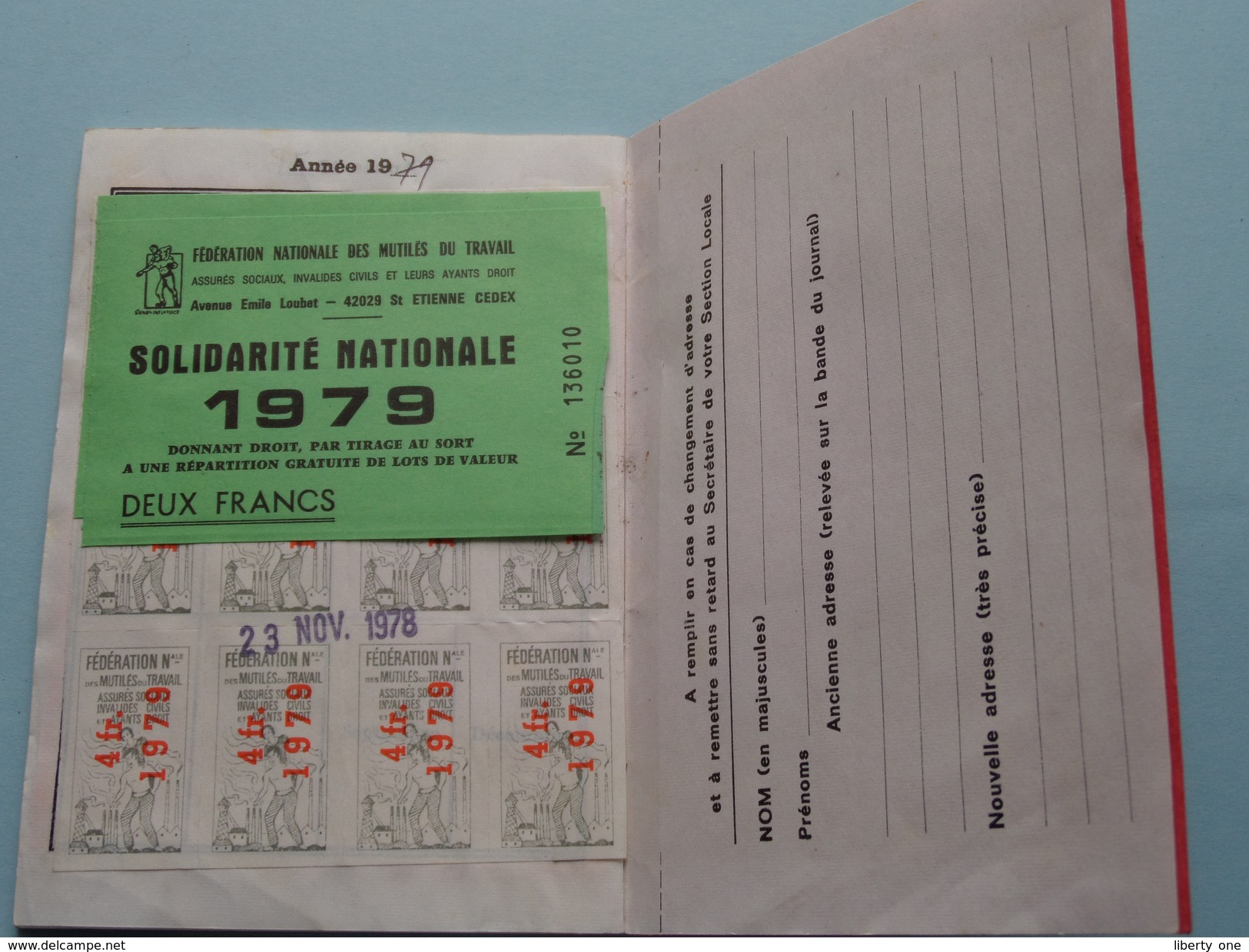 Carnet D'ADHERENT Adhésion Mutilé ou Assuré Social - Dép. CREUSE: Anno 1975/76/77/78/79 ( voir Photo detail svp ) !
