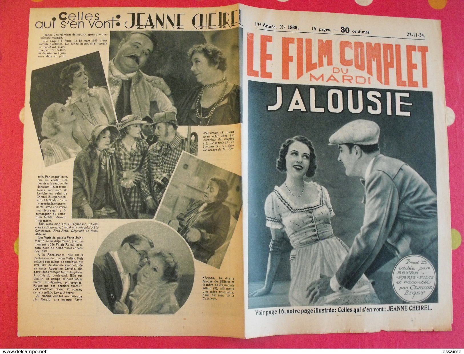 10 Revues "le Film Complet" 1934. Jeanne Boitel Ida West Gaby Morlay Renée Saint-cyr Clark Gable Mirna Loy Raimu Baur - Cinéma/Télévision