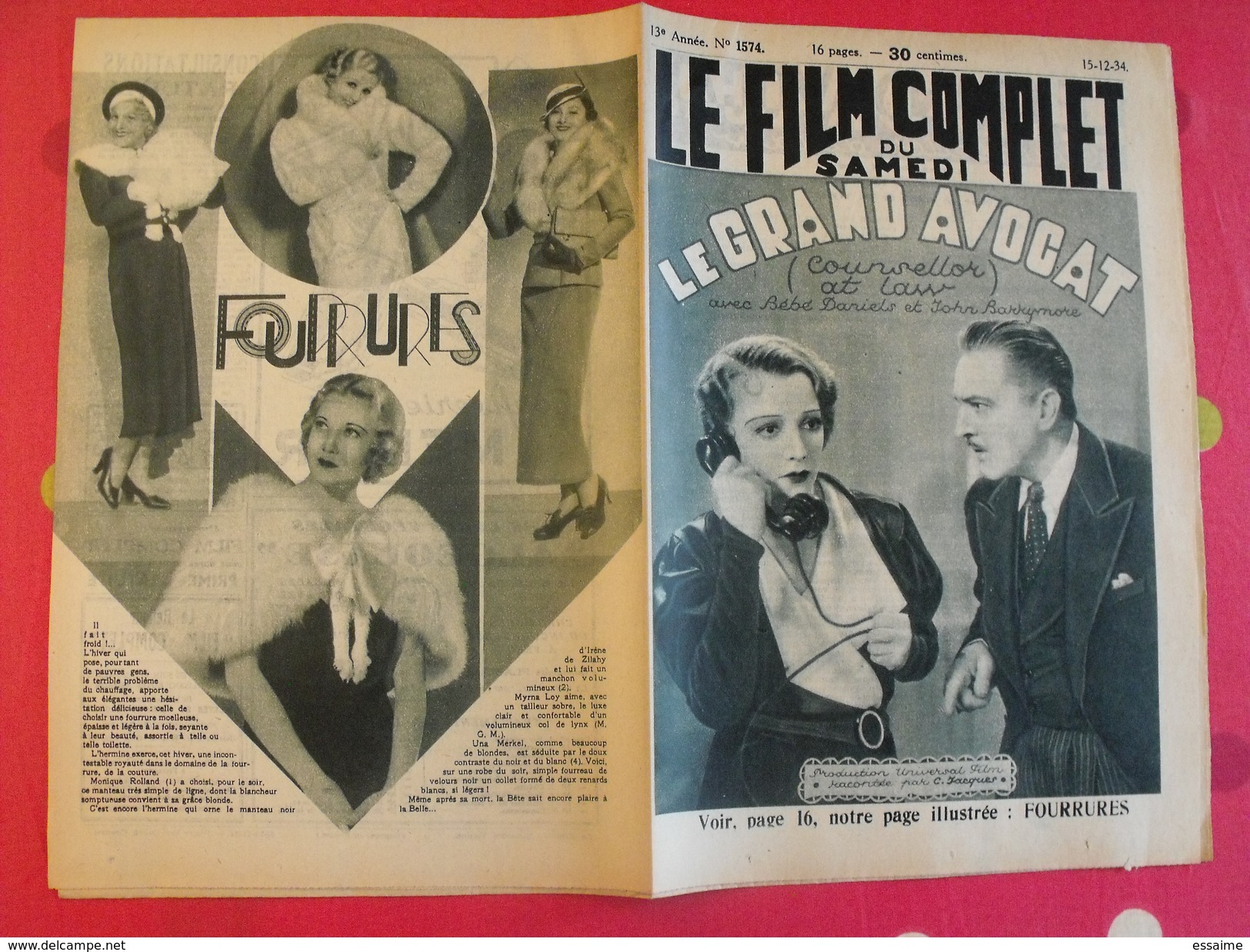 10 revues "le film complet" 1934. jeanne boitel ida west gaby morlay renée saint-cyr clark gable mirna loy raimu baur