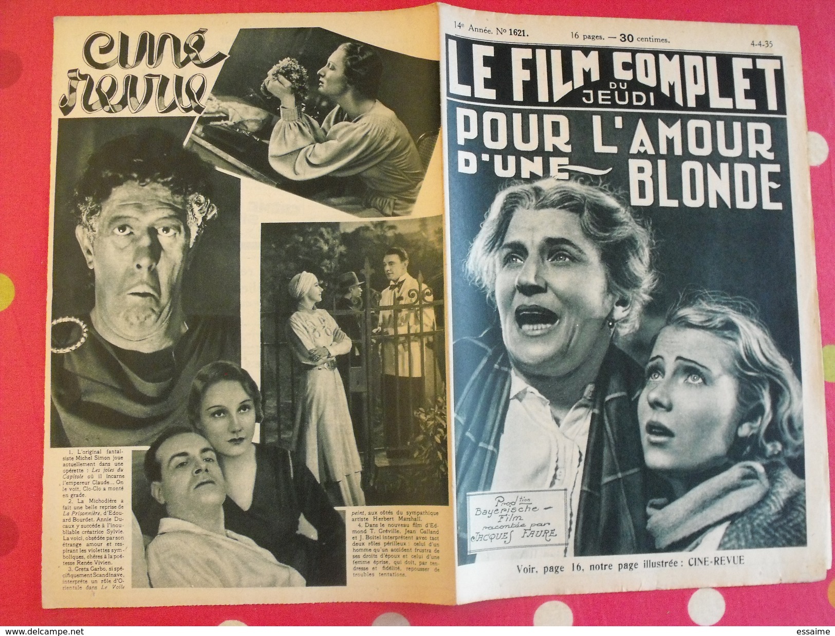 10 Revues "le Film Complet" 1935. Maureen O'sullivan Harol Lloyd Jean Gabin Maurice Chevalier Shirley Temple Greta Garbo - Cinéma/Télévision