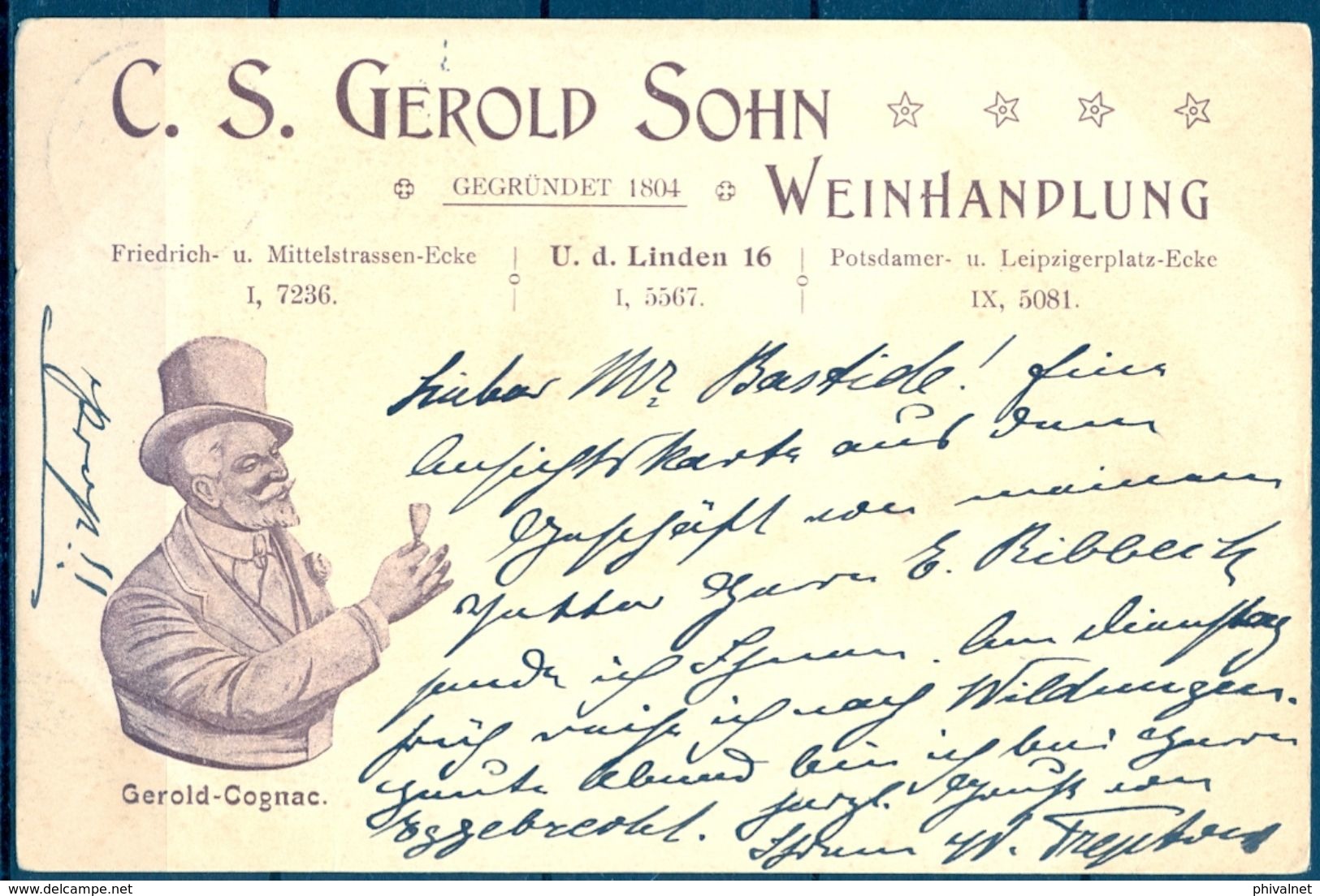 1900 , ALEMANIA , POSTAL PUBLICITARIA TEMA VINO , WINE , BEBIDAS , GEROLD SOHN - Viñedos