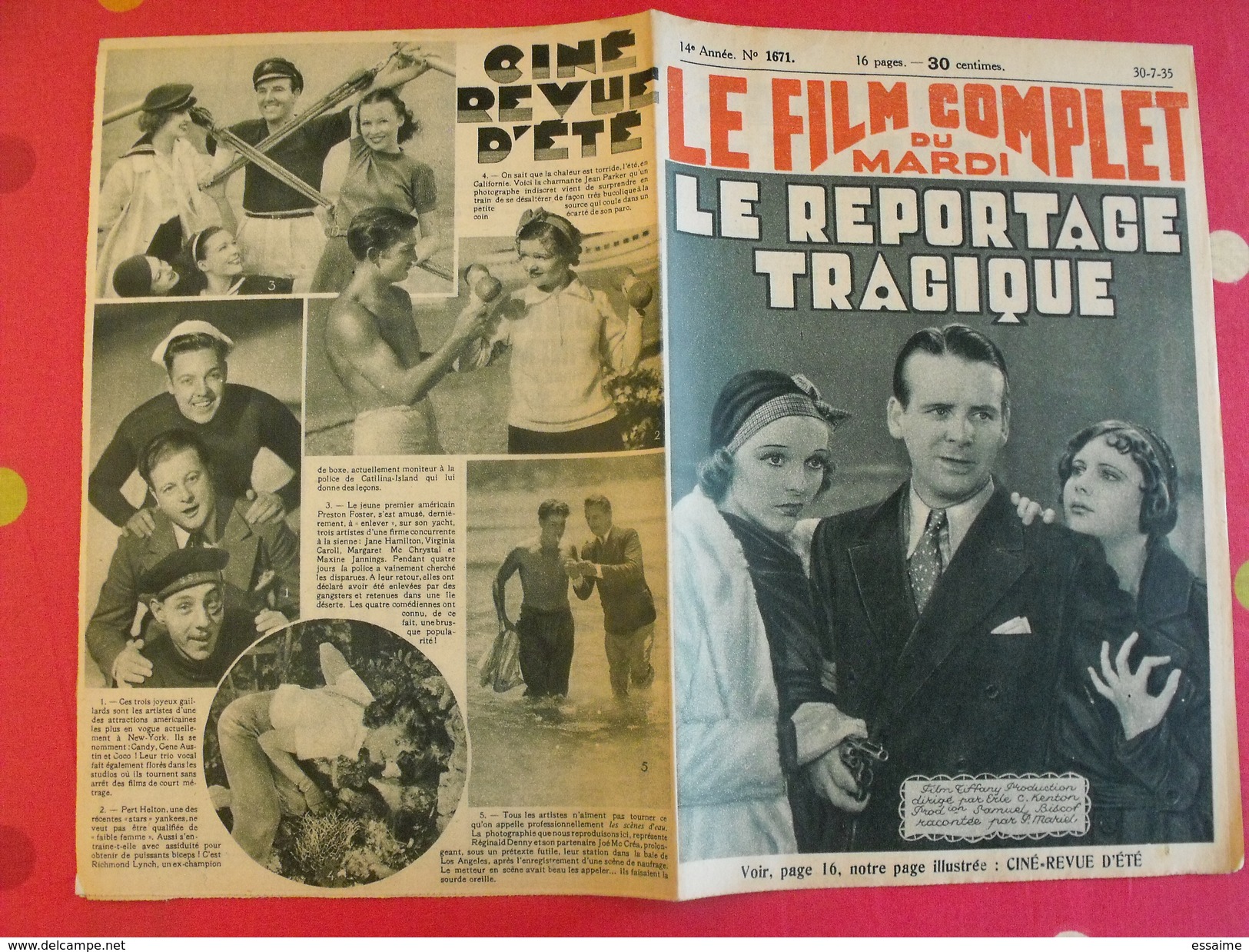 10 revues "le film complet" 1935. alice field jean parker danielle darrieux albert préjean maureen o'sullivan paul kelly