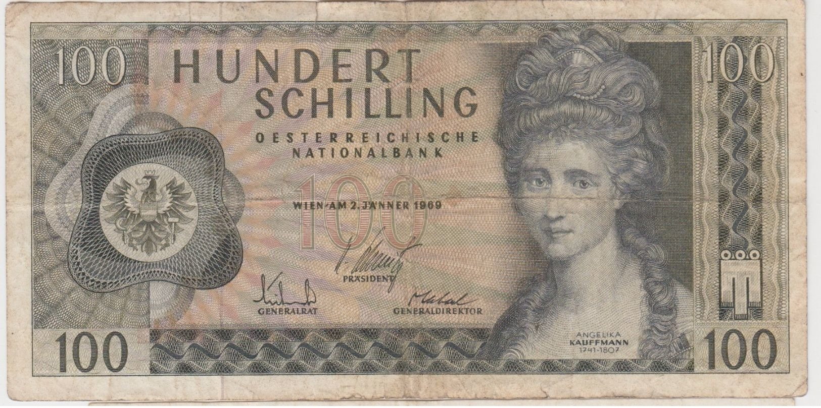 AUTRICHE 100 Schillings 1969 P145a VG+ - Austria