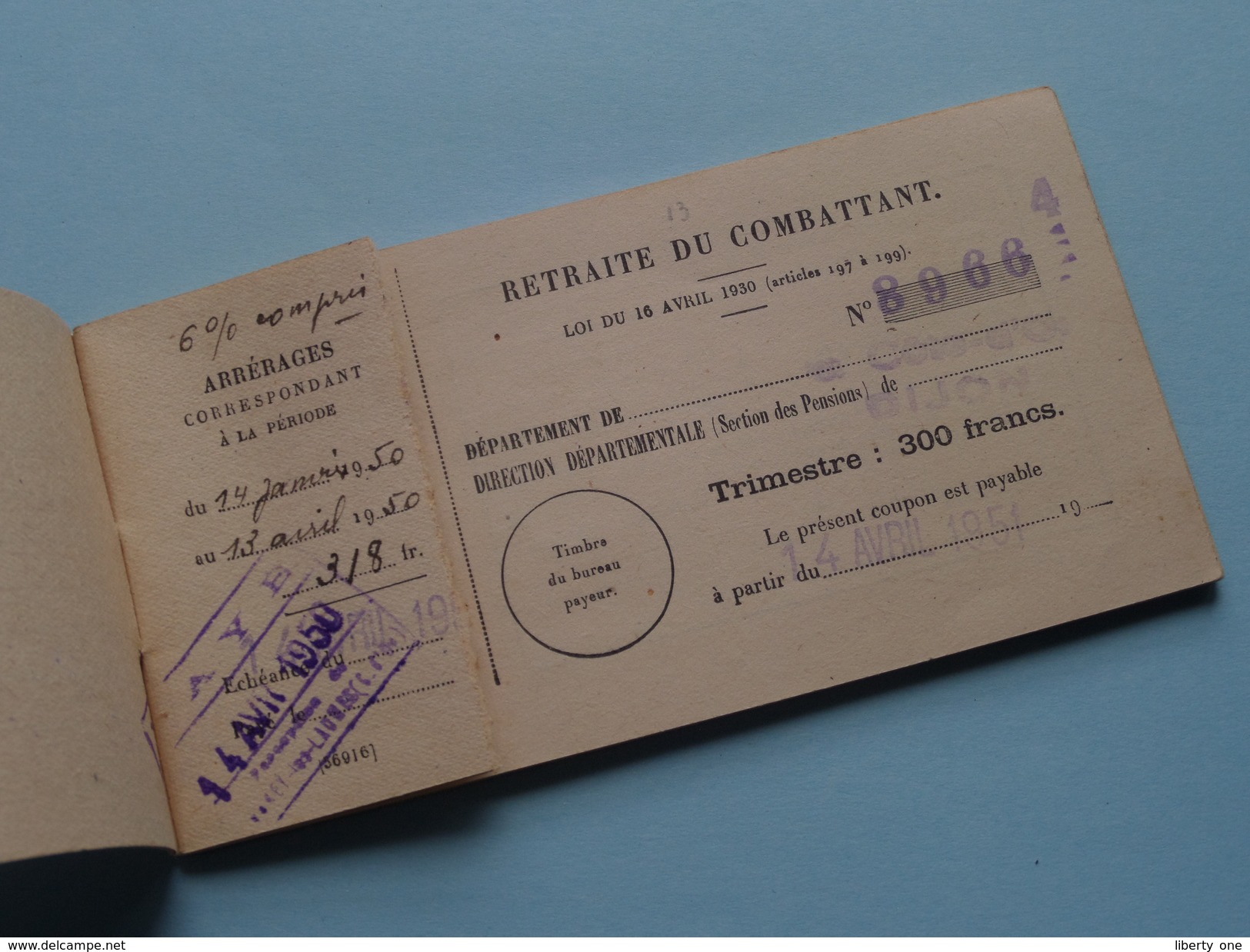 RETRAITE DU COMBATTANT N° 8966 ( Baudry Grignon ) Côte D'Or DIJON France : Anno 1950 ( Zie Foto´s Voor Detail ) ! - Dokumente