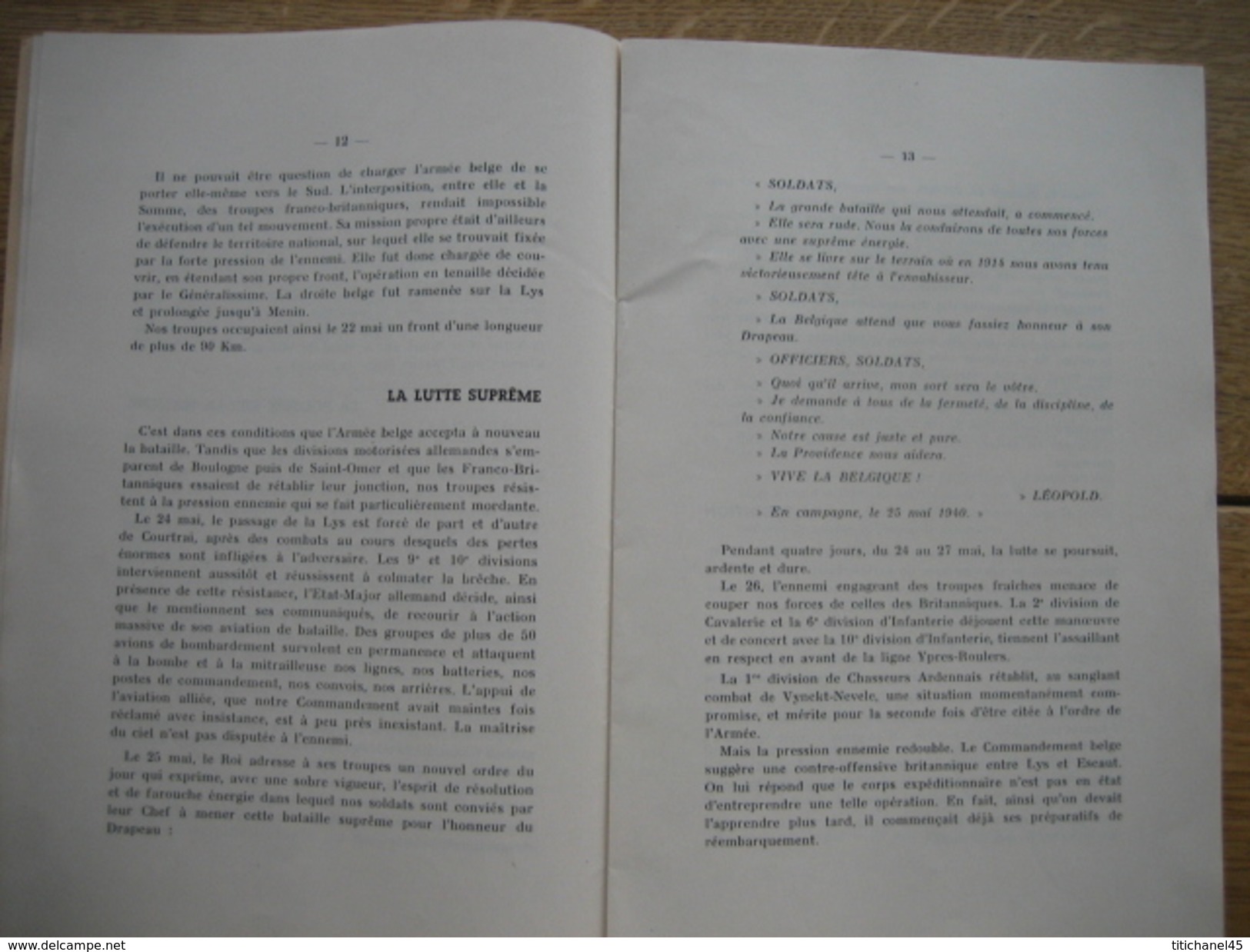 LA CAMPAGNE DES 18 JOURS ET LA REDDITION DE L'ARMEE BELGE Par SAINT-YVES - Guerre 1939-45