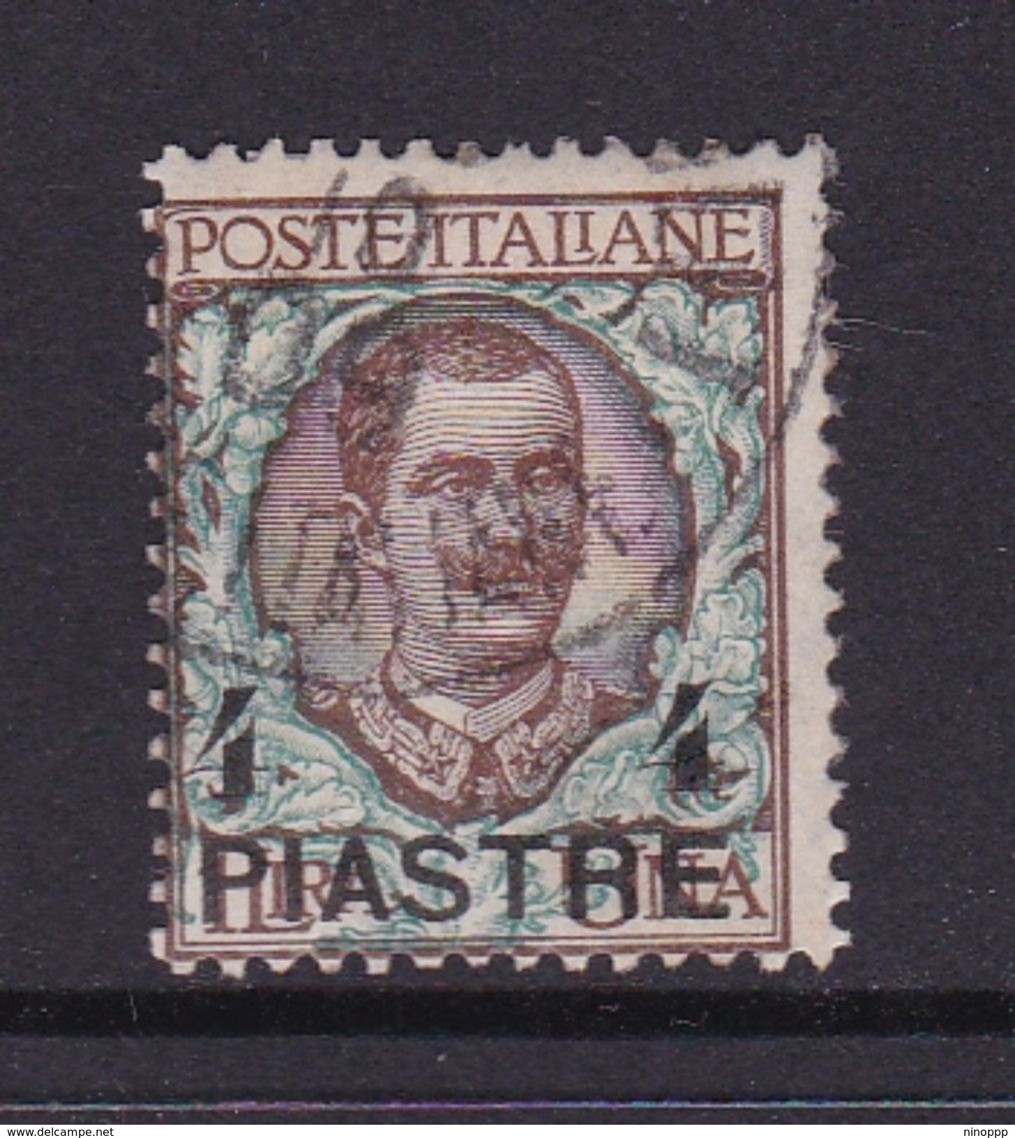 Italy-Italian Offices Abroad-European And Asia Offices-Constantinople S16 1908  4 Piastre On 1 Lira Brown And Green Used - European And Asian Offices