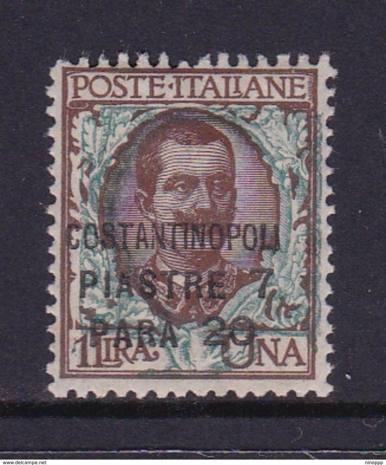 Italy-Italian Offices Abroad-European And Asia Offices-Constantinople S45 1922 7,20 Piastre On 1 Lira Brown And Green MH - European And Asian Offices