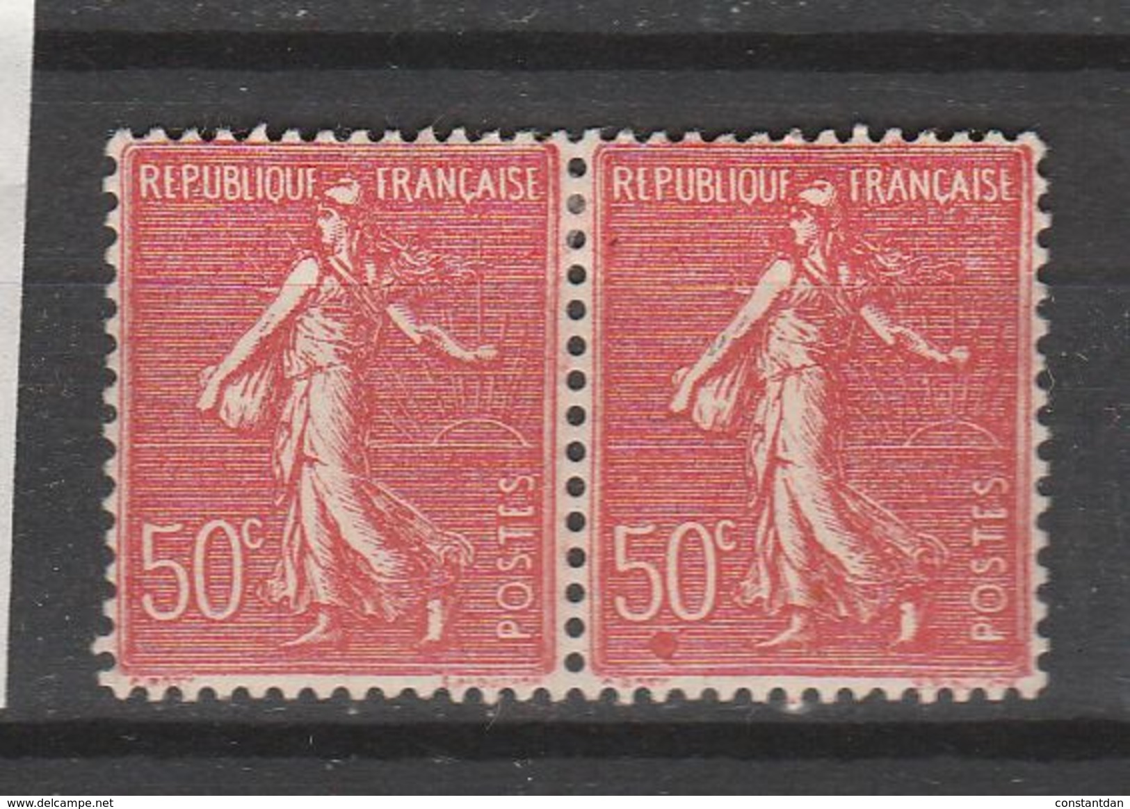 FRANCE N° 199 50C ROUGE TYPE SEMEUSE LIGNEE POINT ROUGE SOUS LE 50C DU TIMBRE A DROITE NEUF AVEC CHARNIERE - Unused Stamps