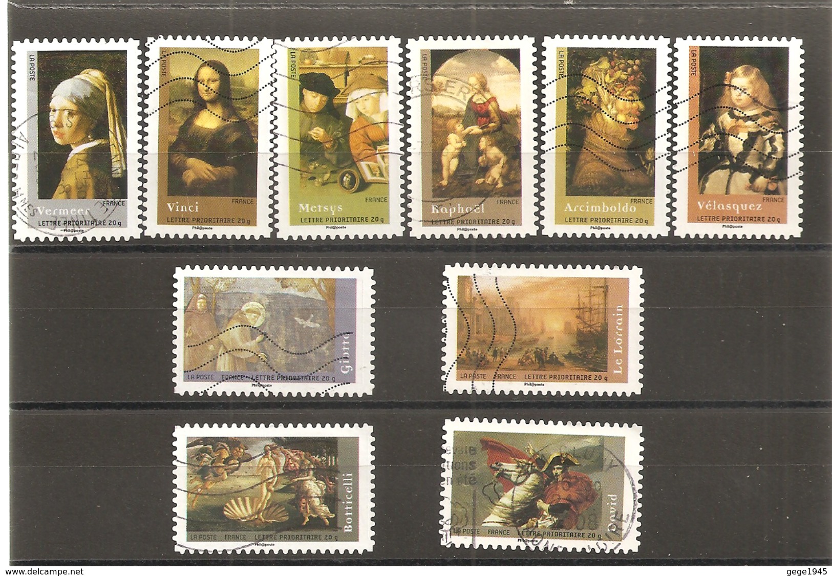 France 2008 Oblitéré  Autoadhésif  N°  150  à  159  Ou 4132  à  4141  " Chefs D'oeuvre Peinture - Used Stamps