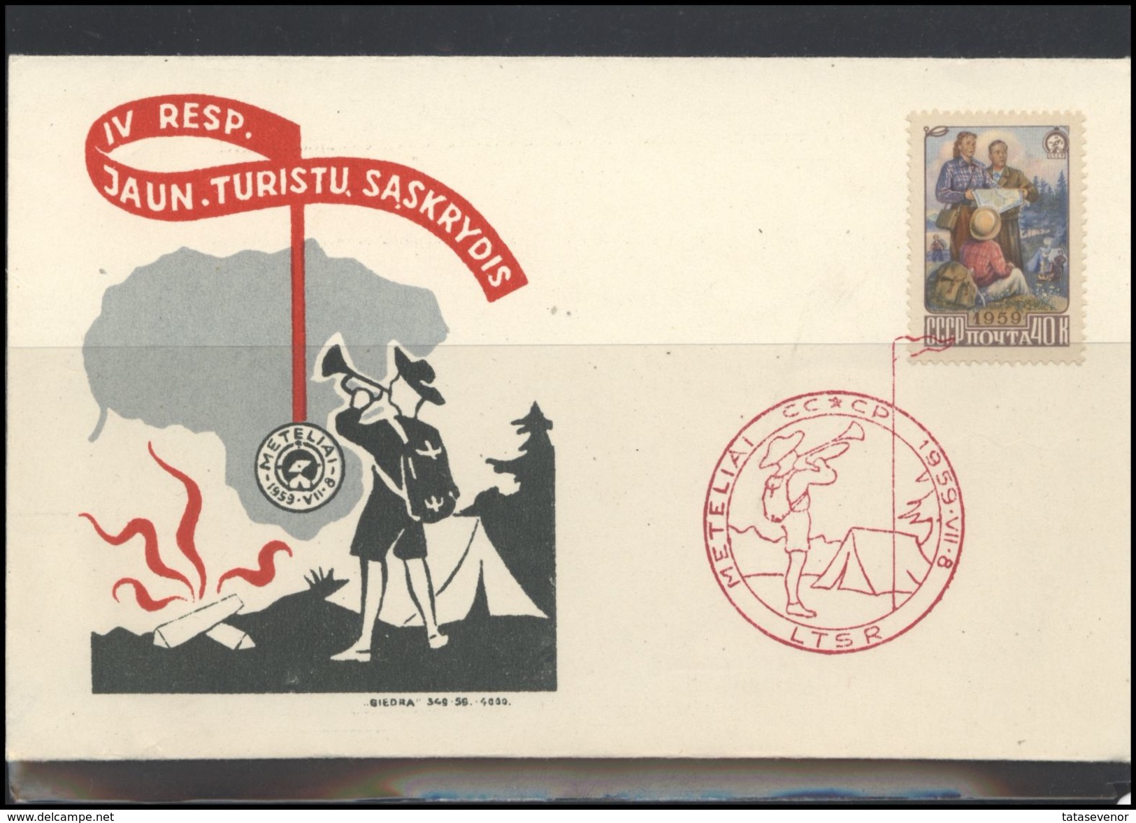 RUSSIA USSR Private Cover  Cancellation LITHUANIA LT Klub 006b Tourism Scouting - Locales & Privées