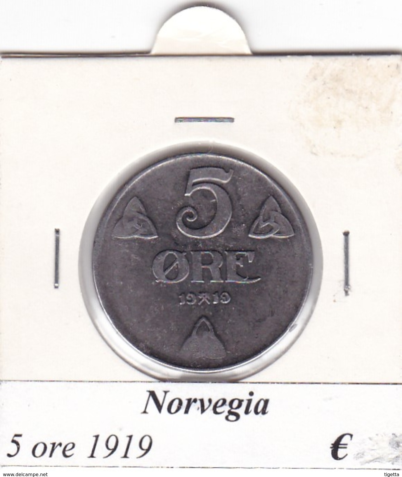 NORVEGIA   5 ORE   ANNO 1919  COME DA FOTO - Norvegia