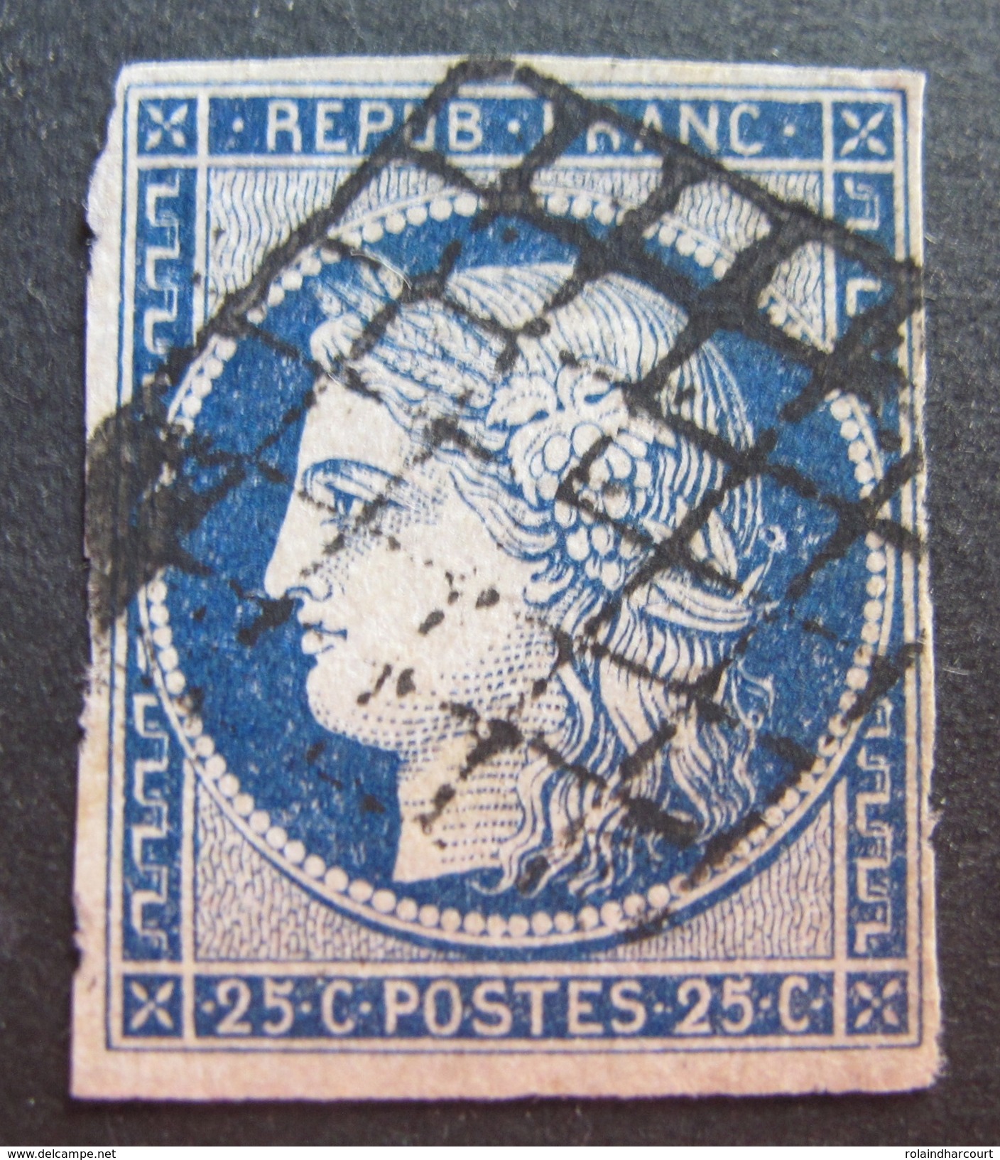 LOT DF/279 - CERES N°4a Bleu Foncé - GRILLE NOIRE - Cote : 70,00 &euro; - 1849-1850 Cérès