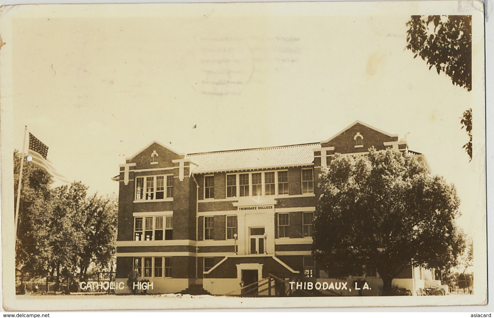 Real Photo Thibodaux Louisiana Catholic High College  1944 Censor To Santa Clara Cuba - Autres & Non Classés