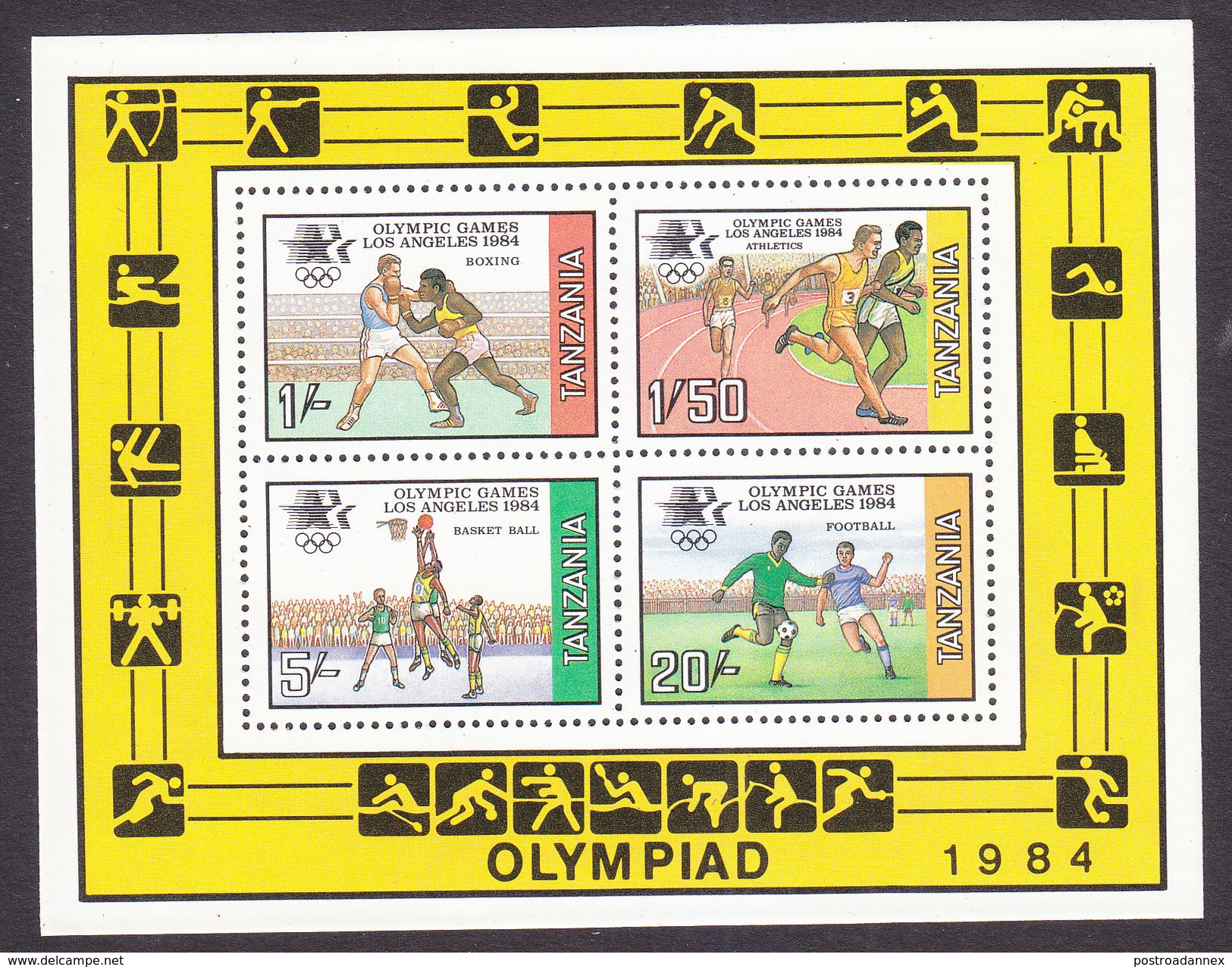 Tanzania, Scott #245a, Mint Never Hinged, 1984 Summer Olympics, Issued 1984 - Tanzania (1964-...)