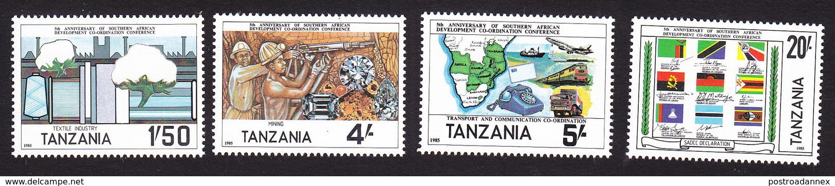 Tanzania, Scott #254-257, Mint Hinged, Southern Africa Development Coordination Conference, Issued 1985 - Tanzania (1964-...)
