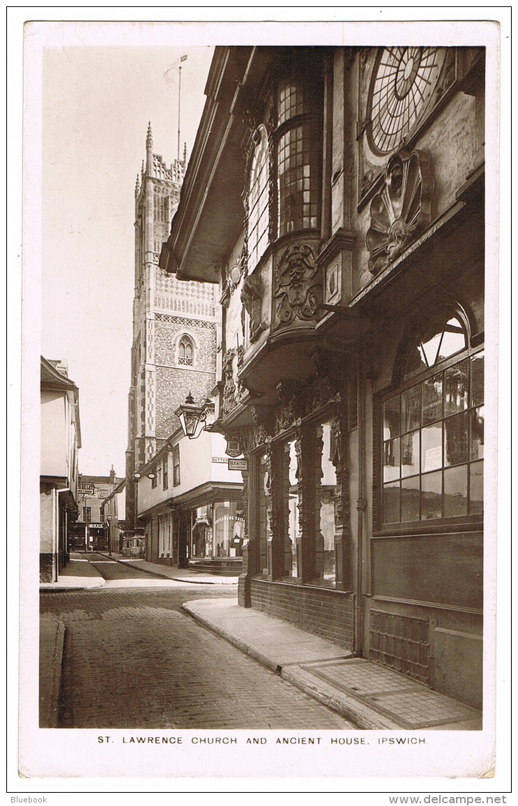 RB 1167 -  1913 Real Photo Postcard - St Lawrence Church&amp; Ancient House - Ipswich Suffolk - Ipswich