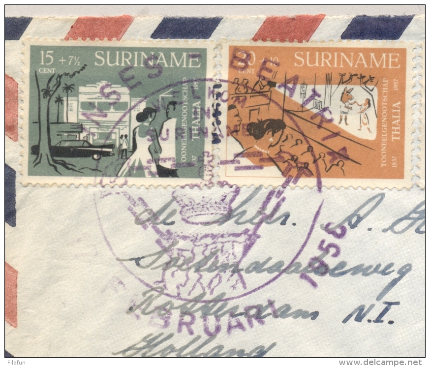 Suriname - 1958 - Thalia Serie Op Cover Met Stempel "Prinses Beatrix Welkom In Suriname "naar Rotterdam / NL - Suriname ... - 1975