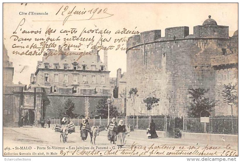 Saint Malo      35        Porte St Vincent . Les Laitières De Paramé  - Anes -    (469 Voir Scan) - Saint Malo