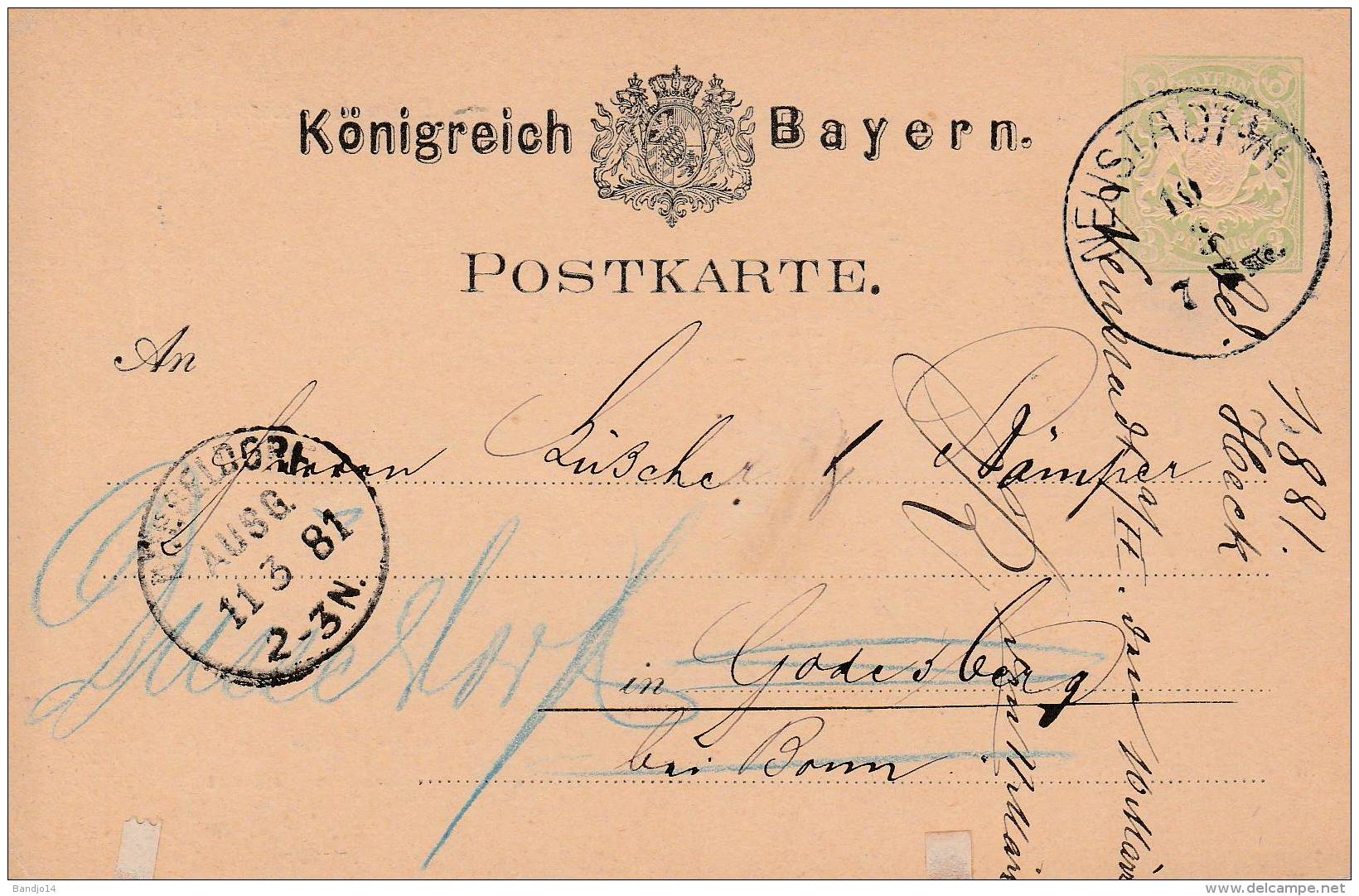 1881-  Krönigreich Bayern - Entier Postal - 3 Scan - Sonstige & Ohne Zuordnung