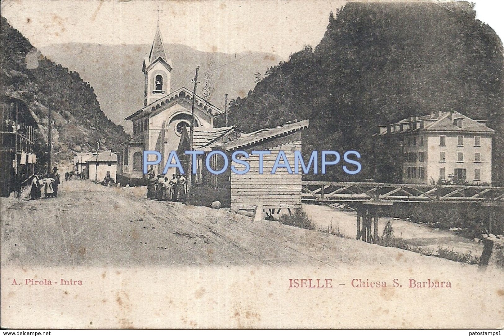 75872 ITALY ISELLE VERBANO CHURCH S. BARBARA DAMAGED POSTAL POSTCARD - Altri & Non Classificati