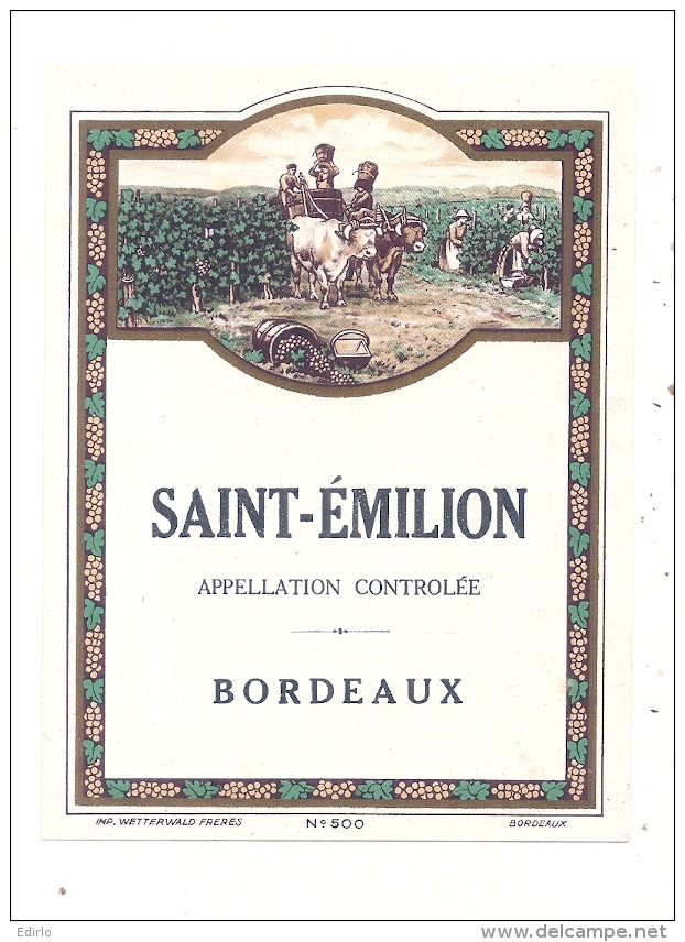 étiquette    BORDEAUX  Saint Emilion étiquette Générique   -  TTB - Bordeaux