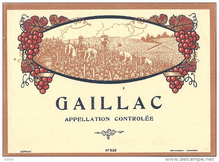 étiquette  Gaillac étiquette Générique   -  TTB - Rouges