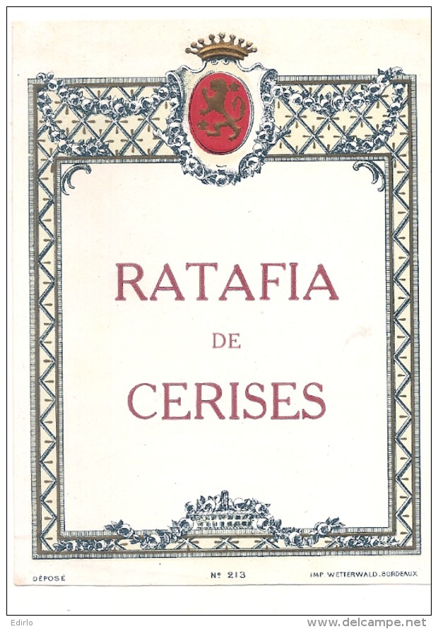 étiquette -  RATAFIA  De Cerises - Petits Clairs Dos - Rouges