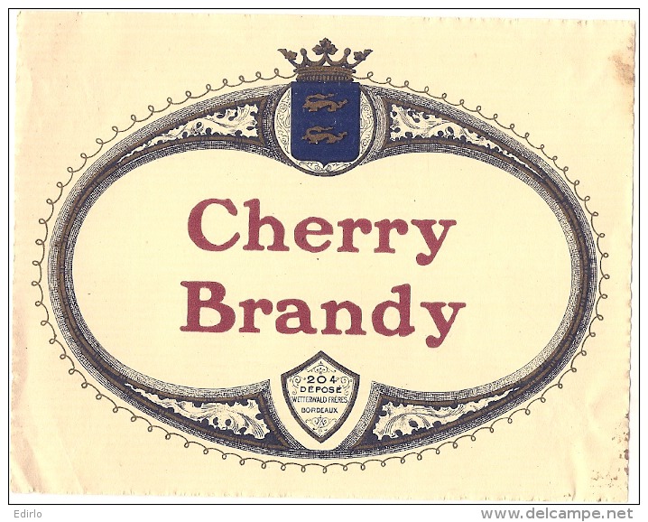 étiquette -  CHERY BRANDY   - Petits Clairs Dos - Whisky