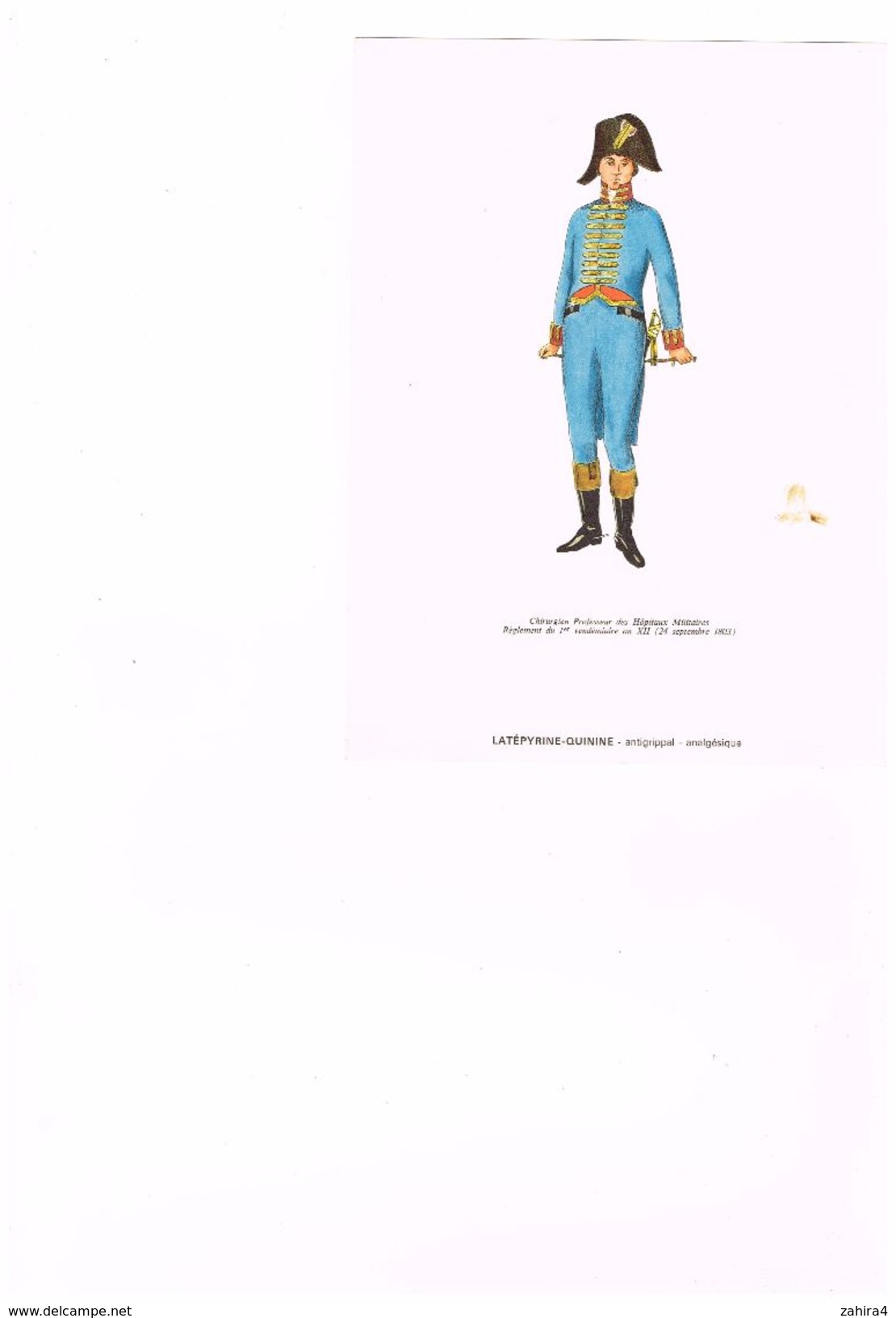 Militaria Pub Chirurgien Professeur Des Hôpitaux Militaires An XII 1803 Uniforme Service Santé N° 8 Latéma Paris 8e - Non Classés