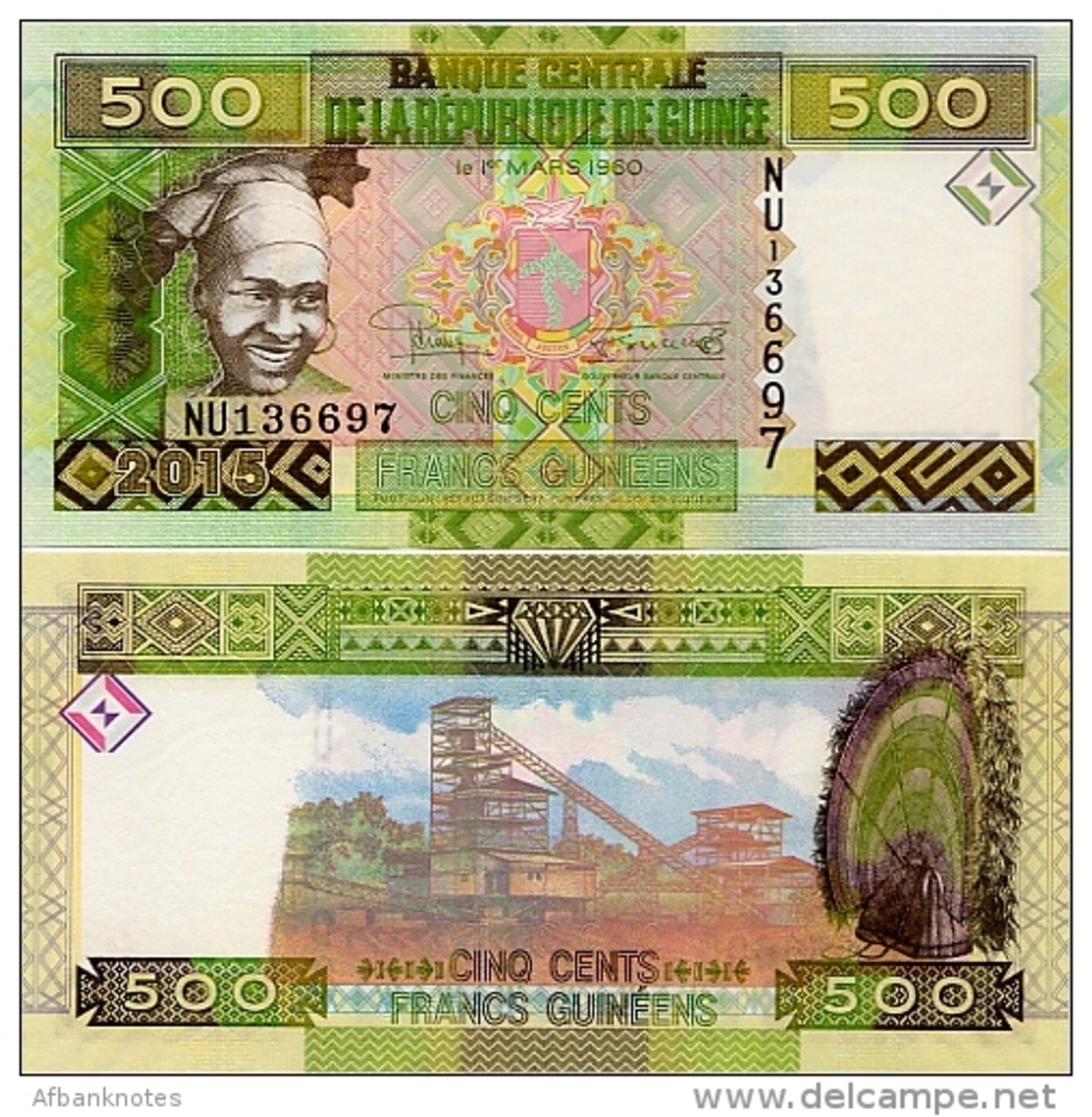GUINEA      500 Francs      P-New      2015      UNC - Guinea