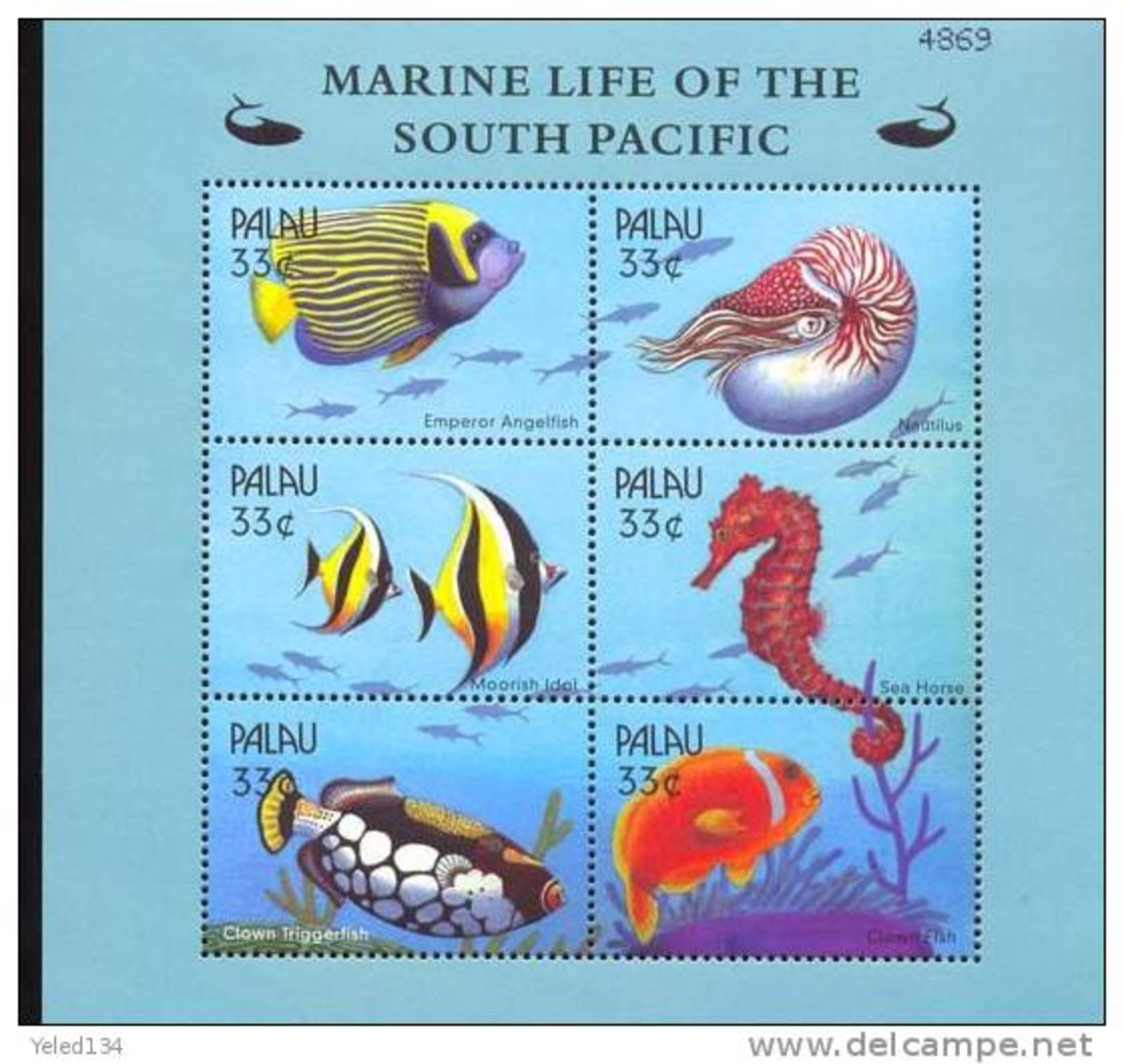 PALAU   565 MINT NEVER HINGED MINI SHEET OF FISH-MARINE LIFE OF SOUTH PACIFIC - Marine Life