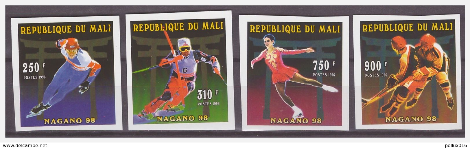 805 Mali 1996 Winter Olympics Nagano Ice-hockey Speedskating Skiing MNH Imperf - Winter 1998: Nagano