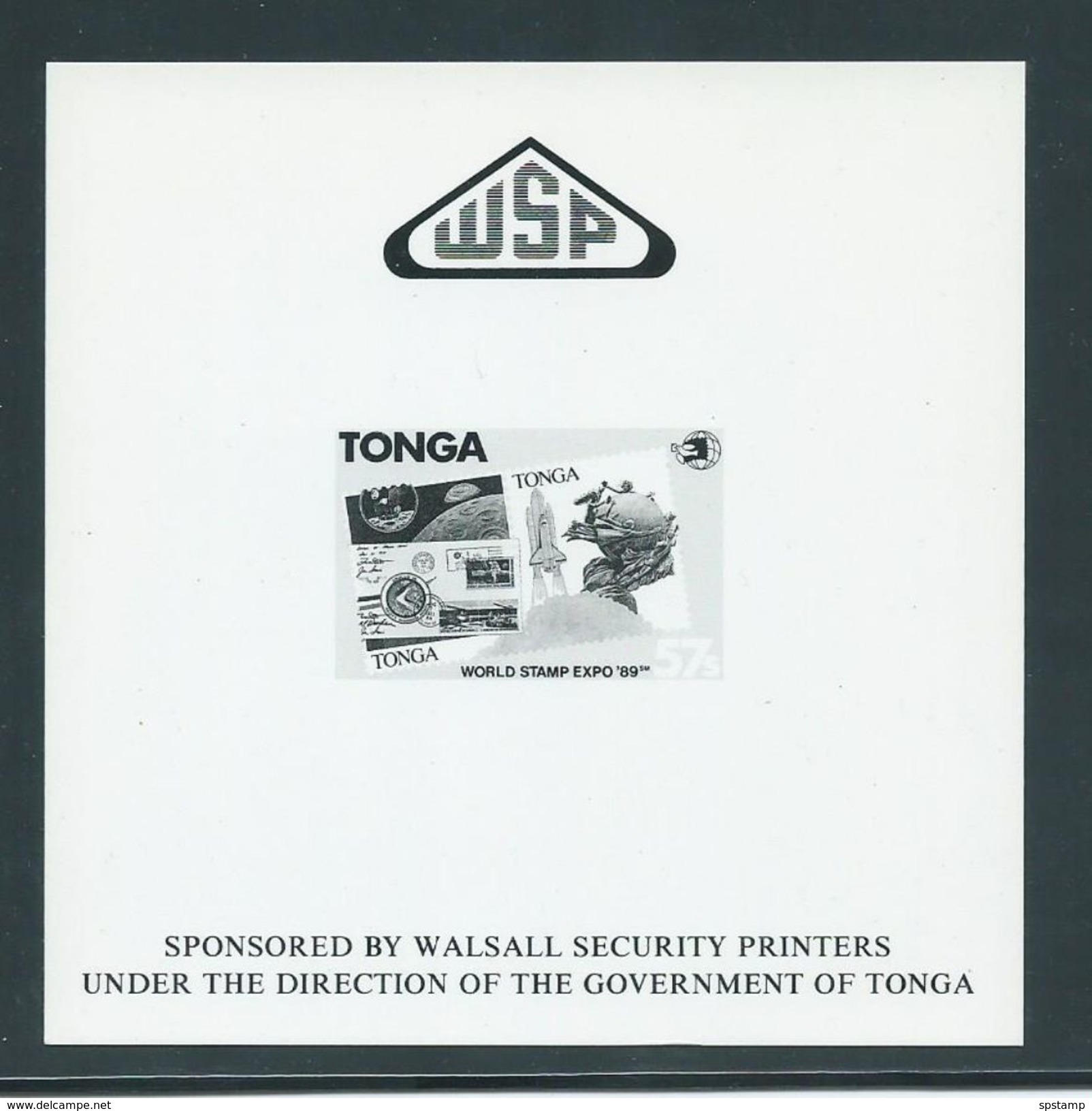 Tonga 1989 Stamp Expo WSP Presentation Proof On Thick Glossy Card - Tonga (1970-...)