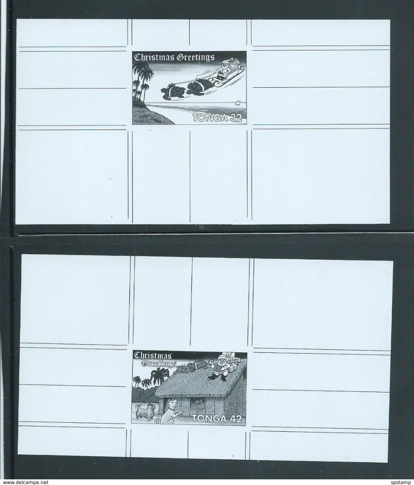 Tonga 1991 Christmas Set Of 4 As Black & White Printer Proofs - Tonga (1970-...)