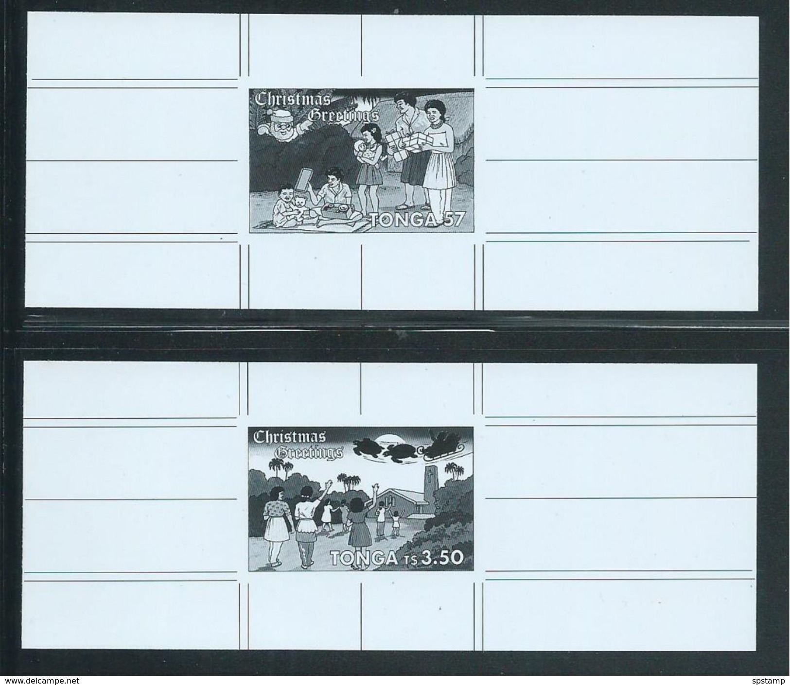 Tonga 1991 Christmas Set Of 4 As Black & White Printer Proofs - Tonga (1970-...)